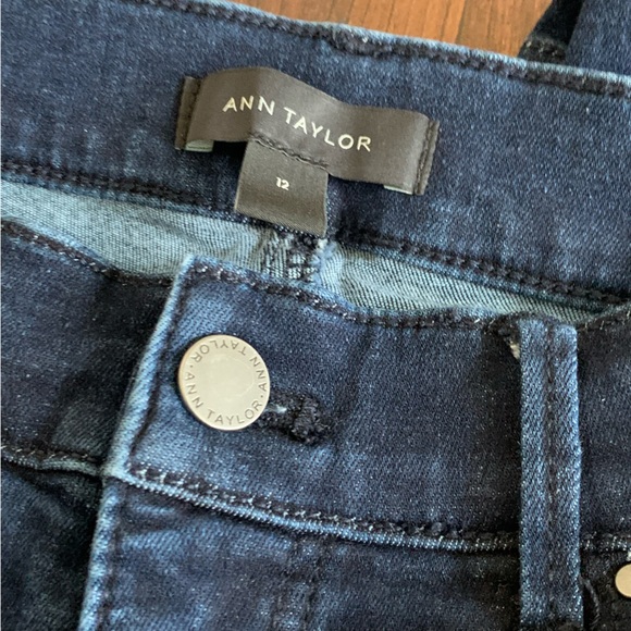 ANN TAYLOR Jeans Skinny Size 12 Dark Wash Metallic Stripe - Picture 7 of 8